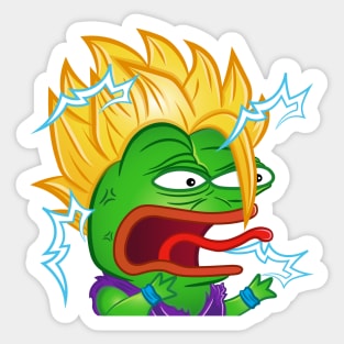 Peepo Frog Meme angry, Monkas Anime style, rage, Otaku, Powe up Sticker